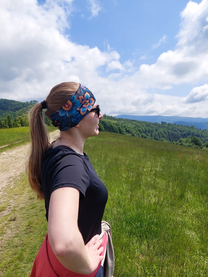 Sportovní čelenka Modré květy