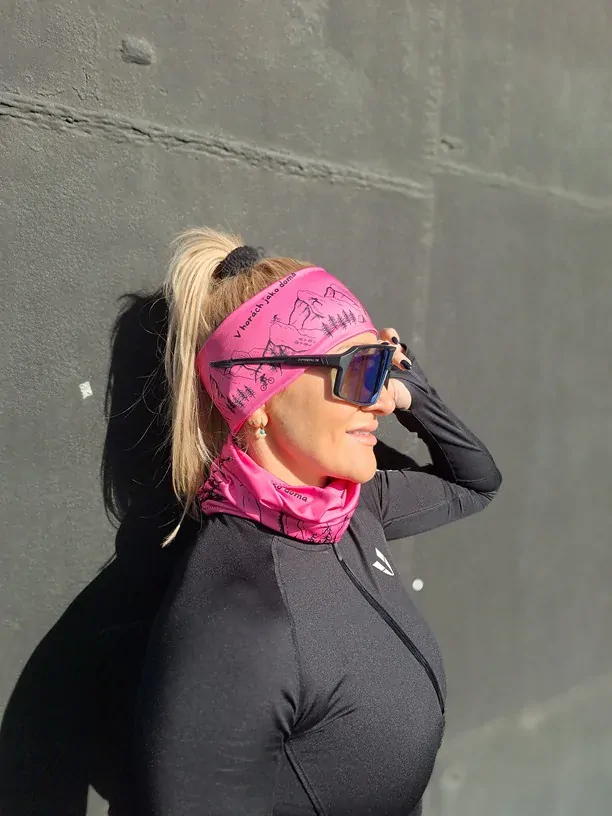 Sportovní čelenka Horské dobrodružství - Růžová