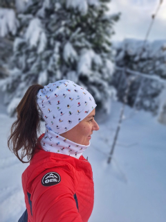 Zimní culíkovka a nákrčník 2v1 - Lyžaři